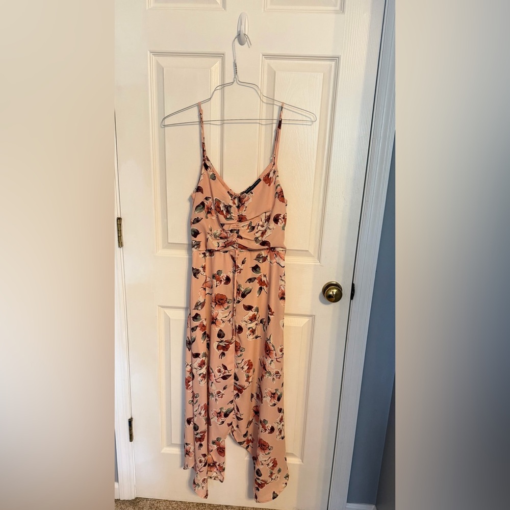 Three Pink Hearts, Pink Floral Midi/maxi Dress, Med